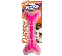 Nerf Dog Super Scent Os avec Parfum de Bacon, Jouet en Caoutchouc Durable de 22,9 cm pour Chiens, Transparent/Rose