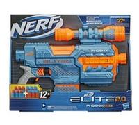 Nerf Elite 2.0, Blaster motorisé Phoenix CS-6, 12 fléchettes Nerf, viseur, Rails Tactiques, Points de Fixation, (4 AA Piles requises, Non incluses)