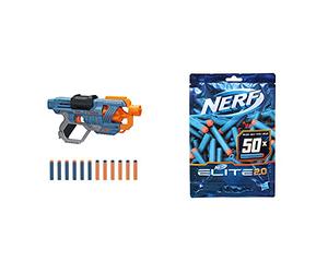 Nerf Elite 2.0, Recharge de 50 fléchettes, compatibles avec Les Blasters Nerf Elite + Nerf Elite 2.0, Commander RD-6, 12 fléchettes Nerf Officielles, Barillet Rotatif 6 fléchettes, Personnalisable