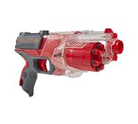 NERF Elite Disrupter Blaster, 6-Dart Rotating Drum, Slam Fire, Translucent Red, Easter Gifts for Kids (Amazon Exclusive)