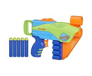Nerf Elite Jr Flyer, Blaster Easy-Play, 5 fléchettes Nerf Elite, Jeu d'extérieur pour Filles et garçons, dès 6 Ans