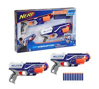 Nerf Elite, Pack de 2 Blasters Disruptor, 12 fléchettes Nerf Elite Officielles, Barillet Rotatif 6 fléchettes