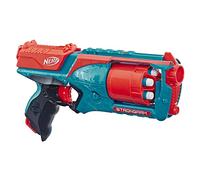 Nerf Elite Strongarm Bleu et Orange et Flechettes Nerf Elite Officielles, Lanceur de Fléchettes à Tir en Rafale avec Canon Rotatif, Portée Optimale, Jouet 6 Fléchettes Officielles, dès 8 Ans