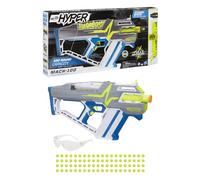 NERF Hyper Mach-100 Fully Motorized Blaster, 80 Hyper Rounds, Eyewear, Up to 110 FPS Velocity, Easy Reload, Holds Up to 100 Rounds