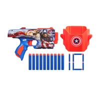 Nerf Marvel Captain America, Blaster à fléchettes, 10 fléchettes Nerf Elite, Holster
