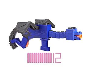 Nerf Minecraft Ender Dragon Blaster, 4-Dart Internal Clip, 12 Elite Foam Darts, Design Inspired by Minecraft Mob in The Game