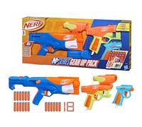 Nerf N Series Gear Up Pack, Pack de 3 Blasters avec 18 Fléchettes N1, Compatible Uniquement avec Les Blasters Nerf N Series