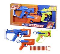 Nerf N-Series Triple Action Pack, 3 Blasters, 12 fléchettes Nerf N1, compatible uniquement avec Nerf N Series Blaster, jeux de plein air pour enfants, à partir de 8 ans