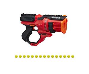 NERF Rival Roundhouse XX-1500 Red Blaster -- Clear Rotating Chamber Loads Rounds into Barrel -- 5 Integrated Magazines, 15 Rival Rounds