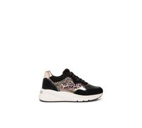 Nero Giardini E512864D Sneakers Femme en Cuir Velours, Cuir Et Matière Technique - Noir 38 EU