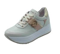 Nero Giardini E512911D Velvet Gland Os Baskets Mode pour Femme en Cuir avec Compensée Haute, Blanc os, 37W