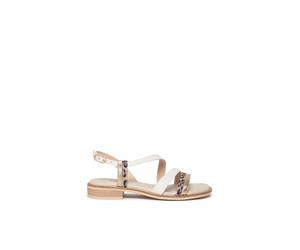 Nero Giardini E513418D Sandales Femme en Cuir Et Matière Technique - Ivoire 37 EU