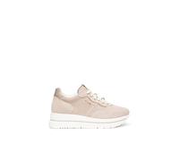 Nero Giardini E615200D 677 Velour Saturn Chaussures Femme Beiges Baskets à Lacets Cuir Plateforme Daim Strass