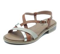 Nero Giardini E615890D Sandales Femme en Cuir Et Matériel Technique, Lin platine, 41 EU