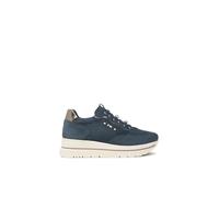 Nero Giardini I514105D Sneakers Femme en Cuir Velours Et Matière Technique - Bleu 38 EU
