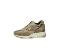 Nero Giardini I514130D Sneakers Femme en Cuir Velours, Vernis, Cuir Et Matière Technique - Beige 36 EU