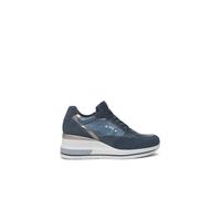 Nero Giardini I514130D Sneakers Femme en Cuir Velours, Vernis, Cuir Et Matière Technique - Bleu 40 EU