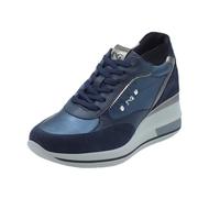 Nero Giardini I514130D Velour Incanto Sneakers Femme en daim et cuir bleu compensé, Incanto., 36 EU