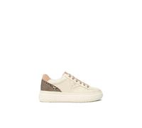 Nero Giardini I514160D Sneakers Femme en Cuir, Cuir Velours Et Matière Technique - Ivoire 37 EU