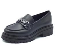 NeroGiardini I411410D Noir Mocassins classiques élégants pour femme en cuir avec talon moyen, Noir , 36 EU