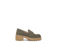 Nerogiardini - Mocassins femme en daim pince métallique talon bloc - Femme - Chaussures - Vert - Taille: 35 EU