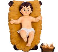 Neroyaner Baby Jesus Figurine Resin Christmas Nativity Set Painted Baby Jesus Statue in a Manger Nativity Scene for Holiday Home Christmas Decorations