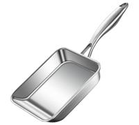 Neroyaner Poêle à omelette japonaise en acier inoxydable poêle à rouleaux d'œufs antiadhésive rectangulaire de 19x16 cm pour steaks et bacon. omelette japonaise en acier inoxydable rouleau