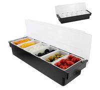 Neroyaner Porte-condiment avec distributeur de condiments à 6 compartiments détachables Dispensateur de condiments avec couvercle pour pizza refroidie à glace pour le restaurant pour le restaurant