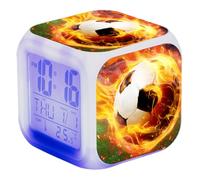 Neroyaner Réveil de Football pour garçons Horloge numérique cubique de 3, 15 Pouces pour Enfants avec veilleuse colorée Affichage la Date l'heure et la température décoration Chevet Style 1