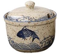 Neroyaner Sucrier avec couvercle et cuillère salière en céramique à motif japonais et trou prévu à cet effet récipient pour assaisonnements pour sucre sel confitures thé café