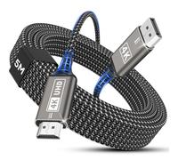 Nersligek Câble DisplayPort vers HDMI 4K, Câble Unidirectionnel DP vers HDMI Mâle UHD 4k@30Hz, 2k@60Hz, 1080p DP vers HDTV Compatible avec Les Moniteurs/Projecteurs/Téléviseurs HD, Lenovo, HP-5M