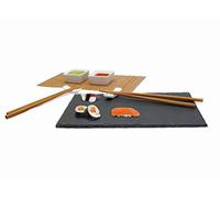 Nerthus FIH 092 Set Sushi Complet Planche Ardoise Baguettes natte Bols céramique