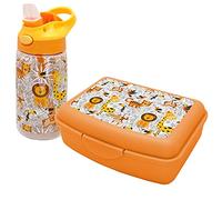 NERTHUS FIH 1015 set bouteille acier inoxydable lunchbox sac snack et sac à dos enfant lions école