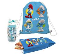 Nerthus FIH 1071 Set sac à dos + sac sandwich + bouteille Tritan Schtroumpfs