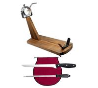 Nerthus FIH 1217 set support jambon tête rotative couteau à jambon aiguiseur et housse jambon bordeaux pour couper le jambon