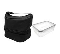 NERTHUS FIH 1510 Boîte à lunch isotherme noire avec récipient hermétique 1 l, sac alimentaire double compartiment, intérieur isolé, avec poignée, idéal pour le travail et le bureau