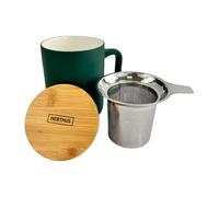 Nerthus FIH 1569 tasse céramique 375 ml avec infuseur acier inox et couvercle bambou design élégant idéale thé infusions vert