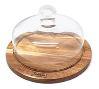 Nerthus FIH 251 Plat à Fromage Base en Bois avec Cloche en Verre