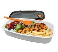 Nerthus FIH 411 Lunch Box Hermétique Individuel avec Cuillère, Blanc, Orange et Gris, Unique