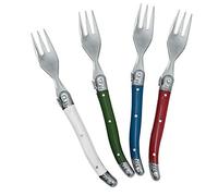 Nerthus FIH 531 1 Lot de 4 fourchettes Snakc, rouge, bleu, vert, blanc, acier inoxydable