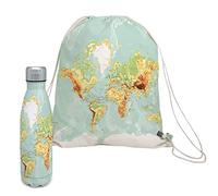 NERTHUS FIH 975 Set de bouteille double paroi 500 ml Carte + sac à dos Carte