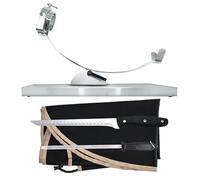 NERTHUS FIJ 1449 Support à jambon Support à jambon basculant et tête rotative en acier inoxydable + Couverture de jambon noire + Aiguiseur manuel + Couteau à jambon, Noir
