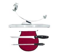 Nerthus FIJ 1450 set support jambon basculant avec tête rotative acier inoxydable housse jambon bordeaux aiguiseur manuel et couteau à jambon