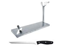 Nerthus FIJ 953 set support jambon acier inoxydable avec base antidérapante et couteau à jambon pour couper jambon et palette