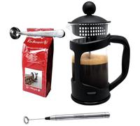 NERTHUS SET FIH 1125 Cafetera francesa de émbolo 350ml. + Pinza y cuchara + Batidora de leche