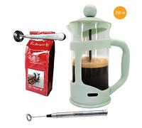 NERTHUS SET FIH 1132 Cafetera francesa de émbolo 350ml. turquesa + Pinza y cuchara + Batidora de leche