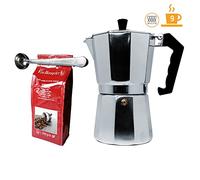 NERTHUS SET FIH 1150 Cafetera italiana de inducción 9 tazas + Pinza y cuchara