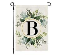 NERTOEE Lettre B de beauté monogramme de jardin Drapeau de jardin Motif floral 30,5 x 45,7 cm Double face pour l'extérieur nom de famille 3 pièces