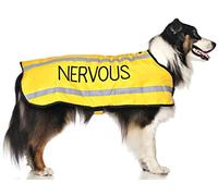 NERVEUX Manteau Jaune Couleur Coded Nylon ML Dog (Give Me Space) prévient Les Accidents en avertissant Les Autres de Votre Chien à l'avance