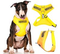 Nervous (Give Me Space) Harnais de Code Couleur Jaune pour Chien avec Un Anneaux en D rembourrés à l’Avant et à l’arrière, étanche, empêche Les Accidents en rendant Votre Chien Visible à Une Distance